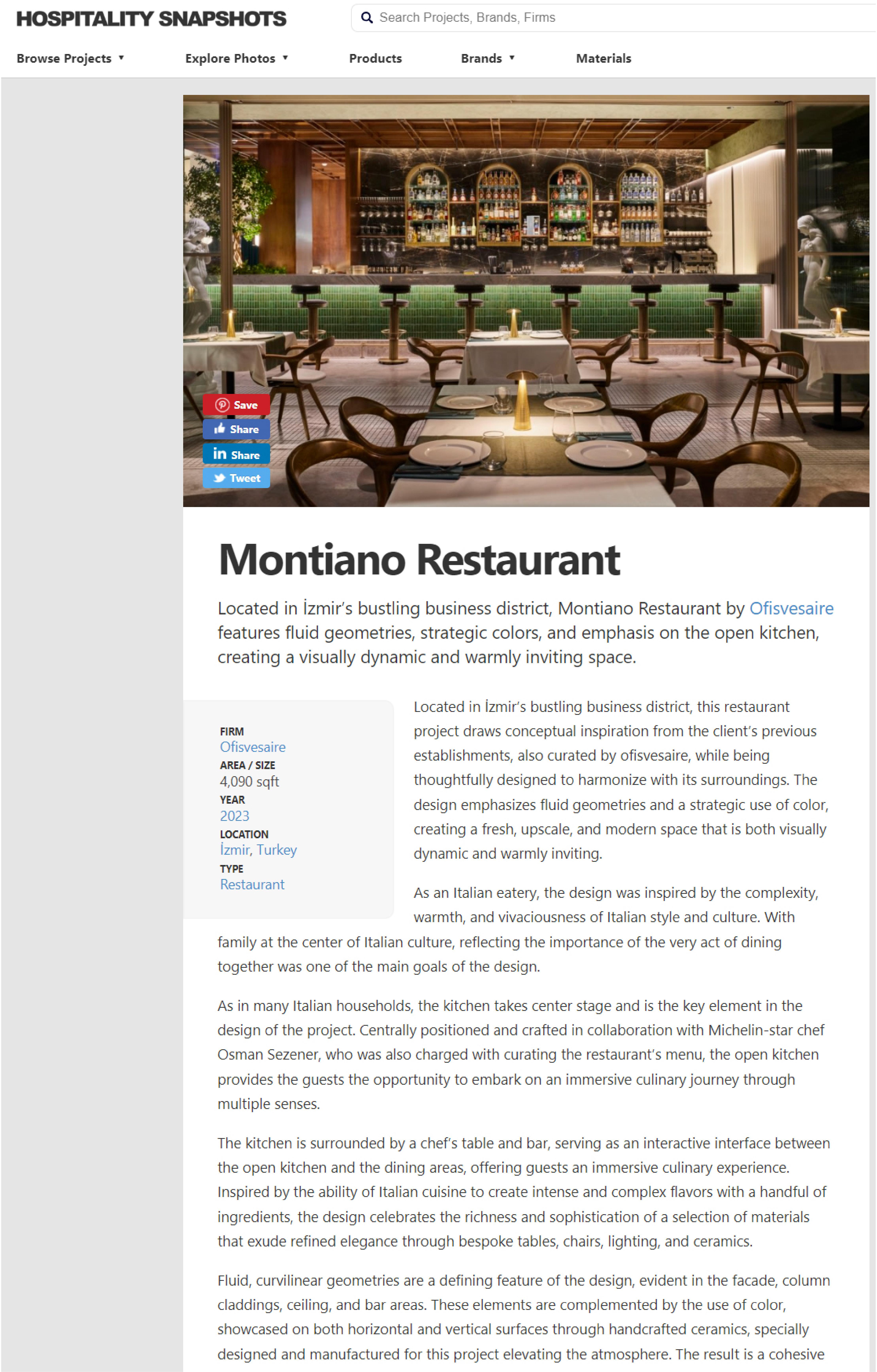 Montiano Restaurant on Hospitality Snapshots